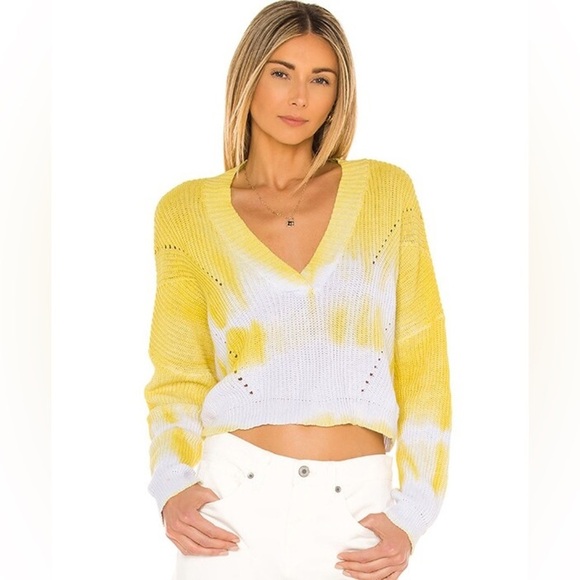 NEW Superdown Yellow Tie Dye Cropped Sweater - Picture 4 of 9